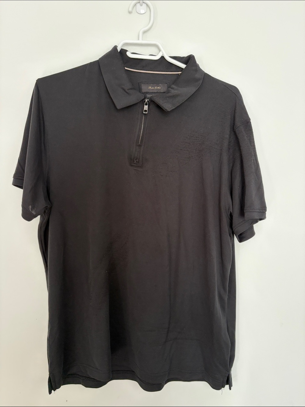 Men's Black Zip-Neck Polo Shirt